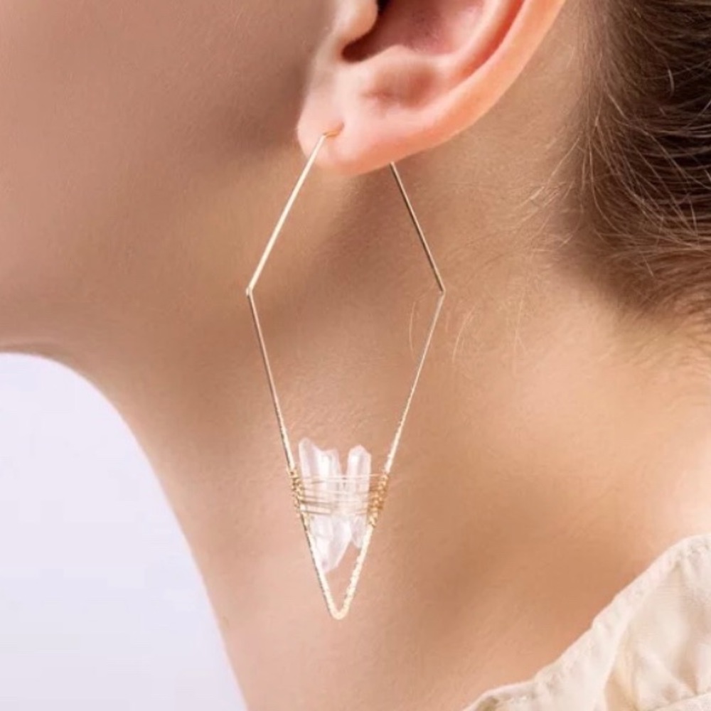 ✨✨Gold Geometric Quartz Hoop Earrings✨✨